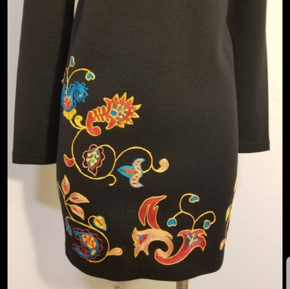 ANDREA JOVINE DRESS VINTAGE EMBROIDERED 80S WOOL RETRO 90S PREPPY HIPSTER WINTER - Picture 4 of 10